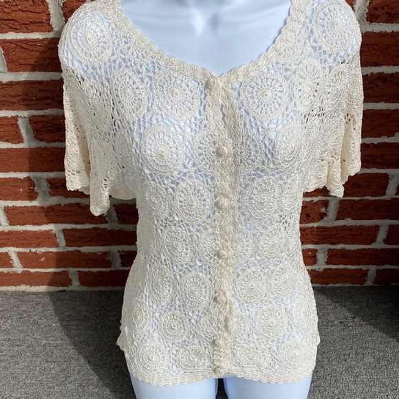 Janet Italy Design Tops - Janet Italy Design Crocheted Sweater/Top Size L